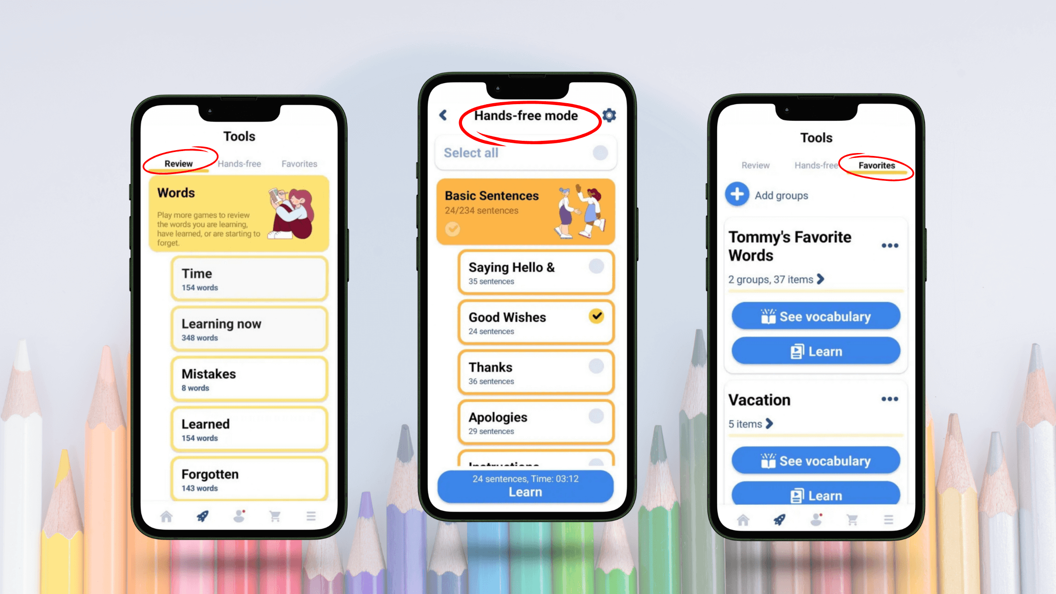 FunEasyLearn's Premium Tools: Smart review, Hands-free mode, and Favorite groups