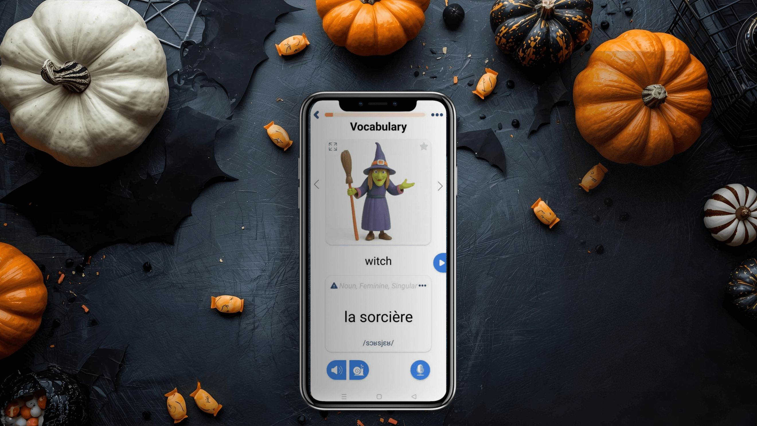 Learning Halloween-related vocabulary with FunEasyLearn