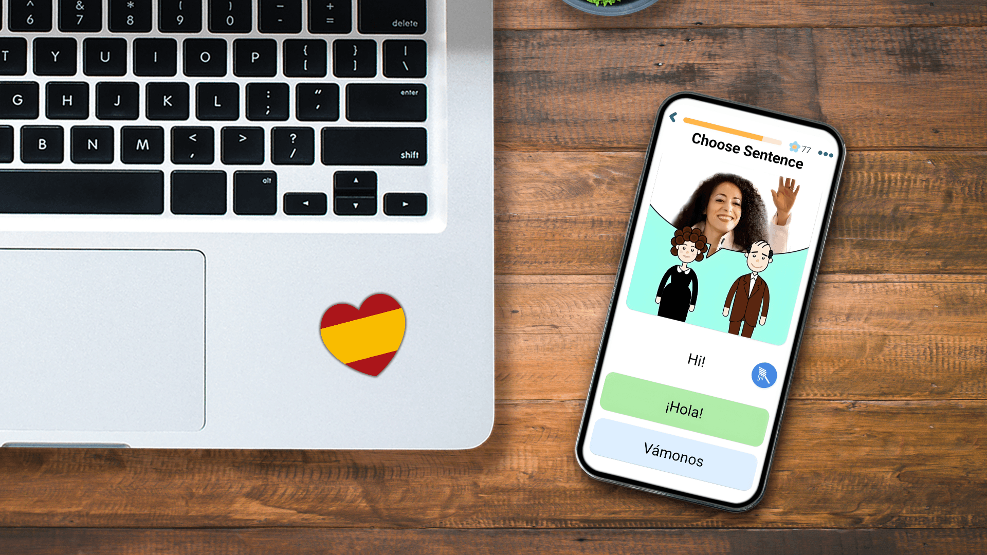 Learning to say "Hi" in Spanish with the FunEasyLearn app